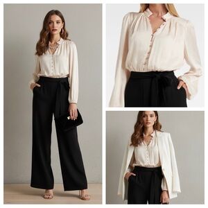 Black Wide Leg Jumpsuit Size 6 Quiet Luxury Officecore Minimalist Workwear